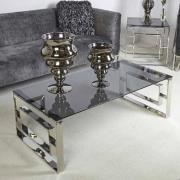 Athens Smoked Glass Coffee Table With Chrome Metal Base