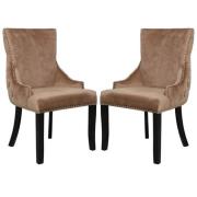 Laughlin Champagne Velvet Dining Chairs With Tufted Back In Pair