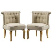 Pacari Beige Fabric Dining Chairs With Wooden Legs In Pair