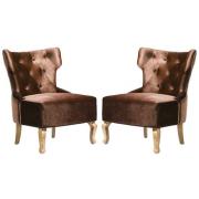 Narvel Brown Velvet Dining Chairs With Wooden Legs In Pair