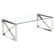 Nardo Clear Glass Coffee Table With Silver Metal Frame