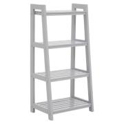 Cadell Tropical Hevea Wood Shelving Unit With 4 Tier In Grey