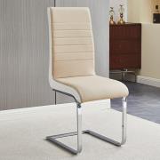 Symphony Faux Leather Dining Chair In Taupe And White