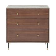 Wyatt Wooden Chest Of 3 Drawers With Marble Effect Glass Top