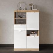 Saya High Gloss Display Cabinet With 3 Doors In White And Cadiz