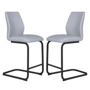 Adoncia Silver Faux Leather Counter Bar Chairs In Pair