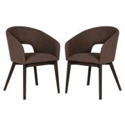 Adria Brown Woven Fabric Dining Chairs In Pair