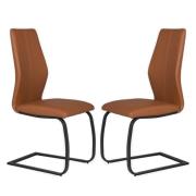 Adoncia Tan Faux Leather Dining Chairs In Pair