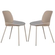 Haile Taupe Metal Dining Chairs With Woven Fabric Seat In Pair