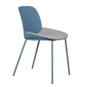 Haile Metal Dining Chair In Blue With Woven Fabric Seat