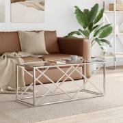 Keeya Clear Glass Coffee Table Rectangular With Silver Frame