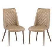 Aalya Taupe Faux Leather Dining Chairs In Pair