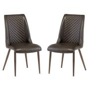 Aalya Dark Brown Faux Leather Dining Chairs In Pair