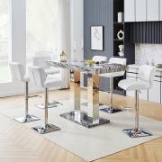 Caprice Large Melange Effect Bar Table 6 Candid White Stools