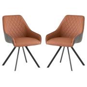 Sierra Amber Faux Leather Dining Chairs Swivel In Pair