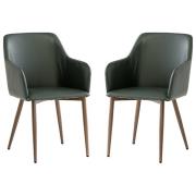 Ralph Dark Green Faux Leather Dining Chairs In Pair