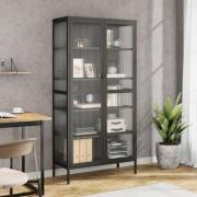 Piper Glass And Steel Display Cabinet With 2 Doors In Black