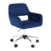 Brent Velvet Home Office Chair In Navy With Chrome Base