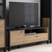 Harbor Wooden TV Stand 1 Door In Matt Black And Riviera Oak