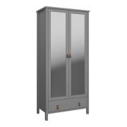 Tavira Mirrored Wardrobe With 2 Doors In Folkestone Grey