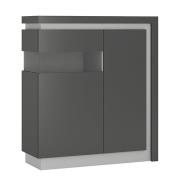 Lyco High Gloss Display Cabinet Left In Platinum Light Grey And LED