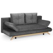 Alaro Plush Velvet 3 Seater Sofabed In Charcoal