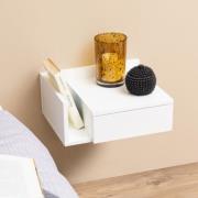 Ashanti Wall Hung Wooden Bedside Cabinet Wide In White