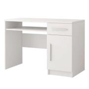 Oxnard Wooden Computer Desk With 1 Door 1 Drawer In Matt White