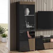 Enna High Gloss Display Cabinet 1 Door Left In Black And LED