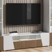 Enna High Gloss TV Stand In White With 3 Doors And LED