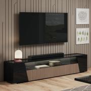 Enna High Gloss TV Stand In Black With 4 Doors And LED