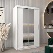 Tavira I Mirrored Wardrobe 2 Sliding Doors 120cm In White