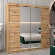 Vevey III Mirrored Wardrobe 2 Sliding Doors 200cm In Artisan Oak