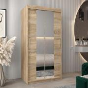 Vevey III Mirrored Wardrobe 2 Sliding Doors 100cm In Sonoma Oak