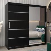 Vevey II Mirrored Wardrobe 2 Sliding Doors 200cm In Black