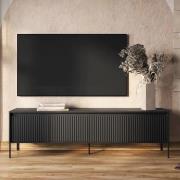 Trier Wooden TV Stand Large With 4 Doors In Matt Black