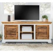 Accra Solid Mango Wood TV Stand With 2 Doors In Oak