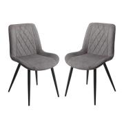 Arta Diamond Stitch Dark Grey Fabric Dining Chairs In Pair