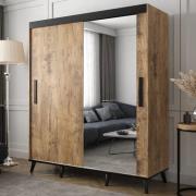 Genoa II Mirrored Wardrobe 2 Sliding Doors 180cm In Chestnut