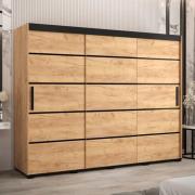 Beilla IV Wooden Wardrobe 2 Sliding Doors 250cm In Golden Oak