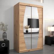 Eden Mirrored Wardrobe 2 Sliding Doors 120cm In Artisan Oak