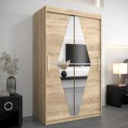 Beloit Mirrored Wardrobe 2 Sliding Doors 120cm In Sonoma Oak