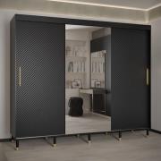 Metz II Mirrored Wardrobe With 3 Sliding Doors 250cm In Black