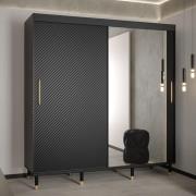 Metz II Mirrored Wardrobe With 2 Sliding Doors 200cm In Black