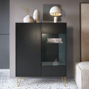 Helena Wooden Display Cabinet With 2 Doors In Black