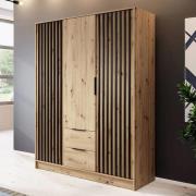 Newport Wooden Wardrobe With 3 Hinged Doors 155cm In Artisan Oak