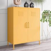 Cerritos Metal Narrow Storage Cabinet With 2 Doors In Yellow