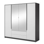 Sewell Mirrored Wardrobe 4 Hinged Doors In Graphite And White