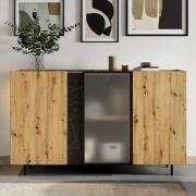 Madrid Wooden Sideboard 3 Doors In Artisan Oak With LED