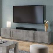 Breta High Gloss TV Stand 4 Doors In Grey Marble Effect